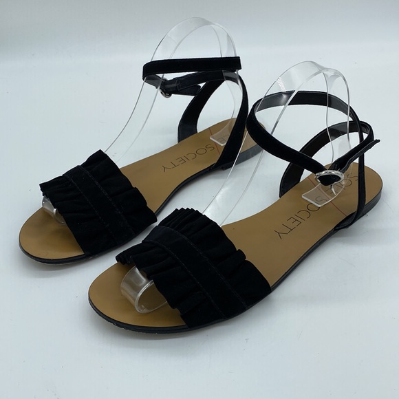Sole Society Sandals Black Ruffles Womens Size 8.5 M - Picture 5 of 15